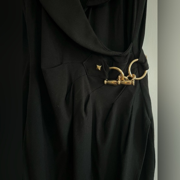 Cache XS Black Business Casual Dress with Gold Detailing - Picture 5 of 7